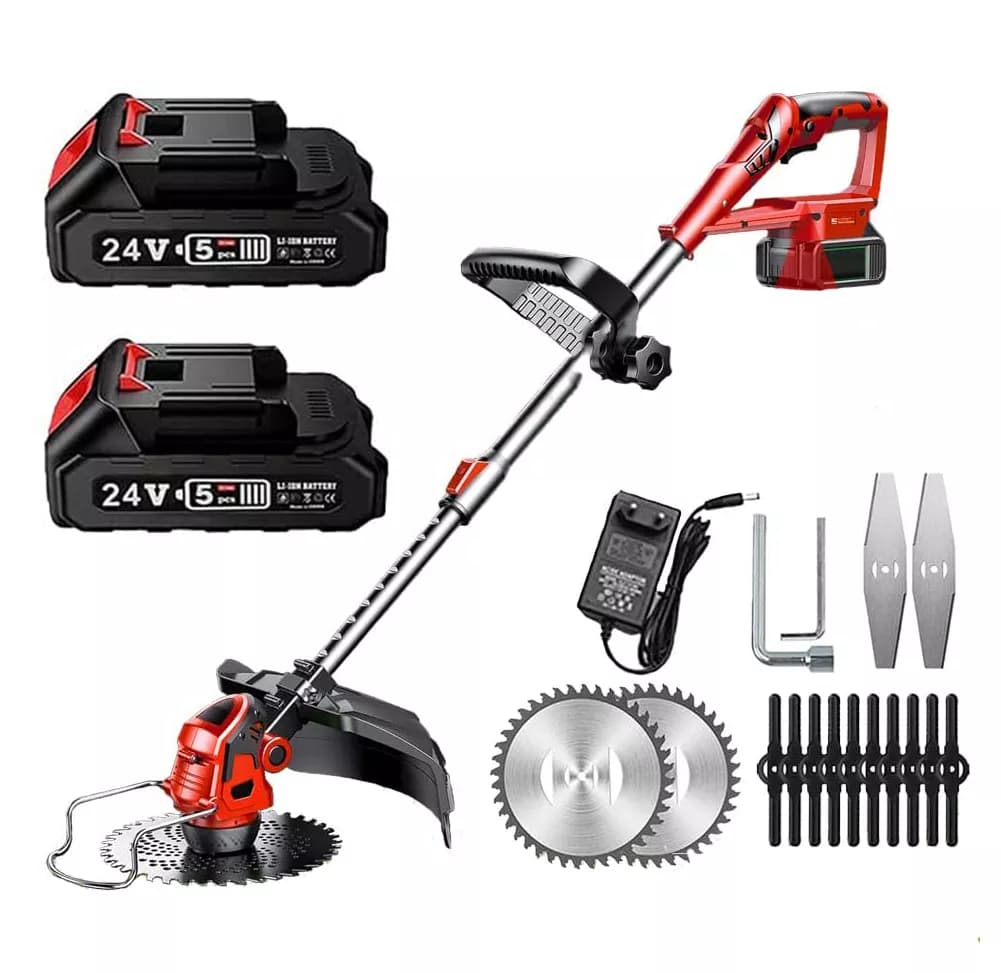 Набір акумуляторна коса для трави з 2 АКБ 24v. Газонокосарка   насадки в комплекті