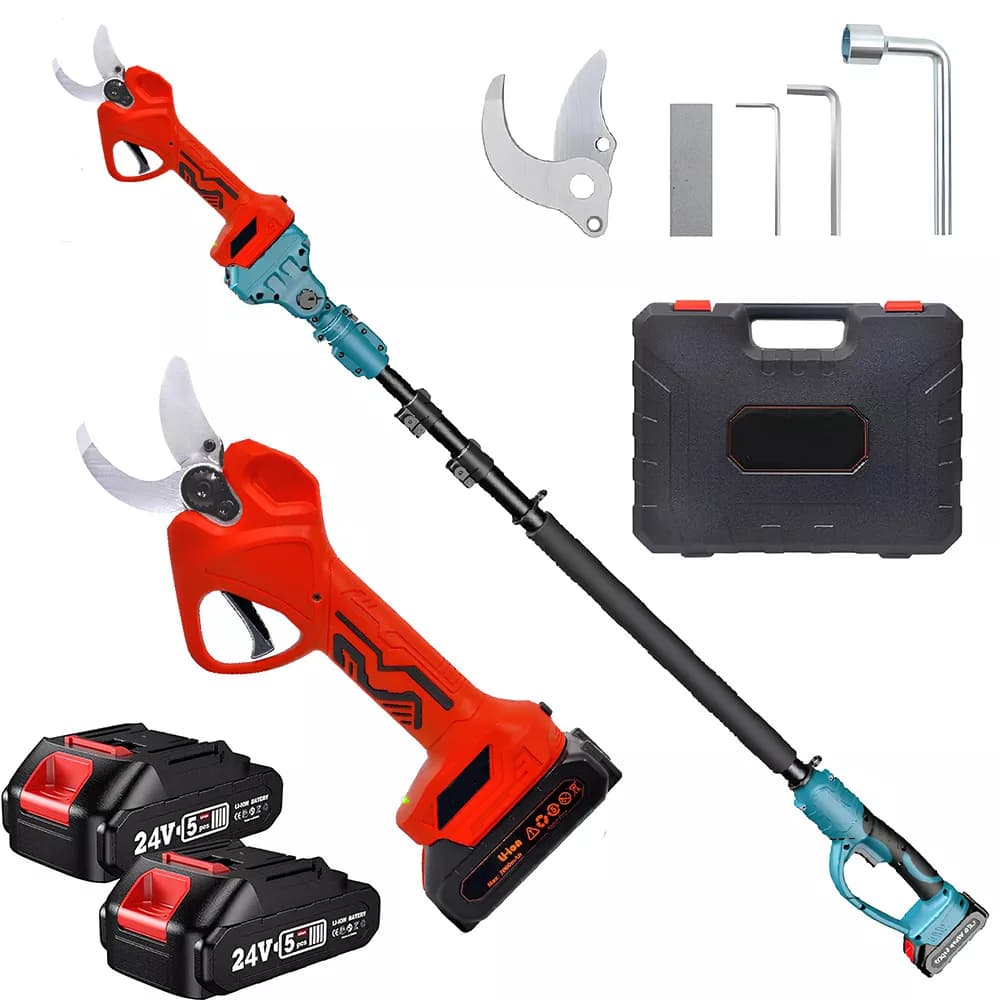 Акумуляторний секатор 2АКБ 24V з подовжувачем 2м. Садові ножиці високоріз